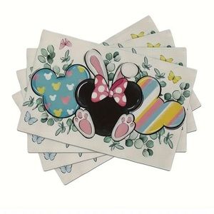 New Set Of 4 Mickey Mouse Minnie Mouse Easter Bunny Placemats Disney Decoration